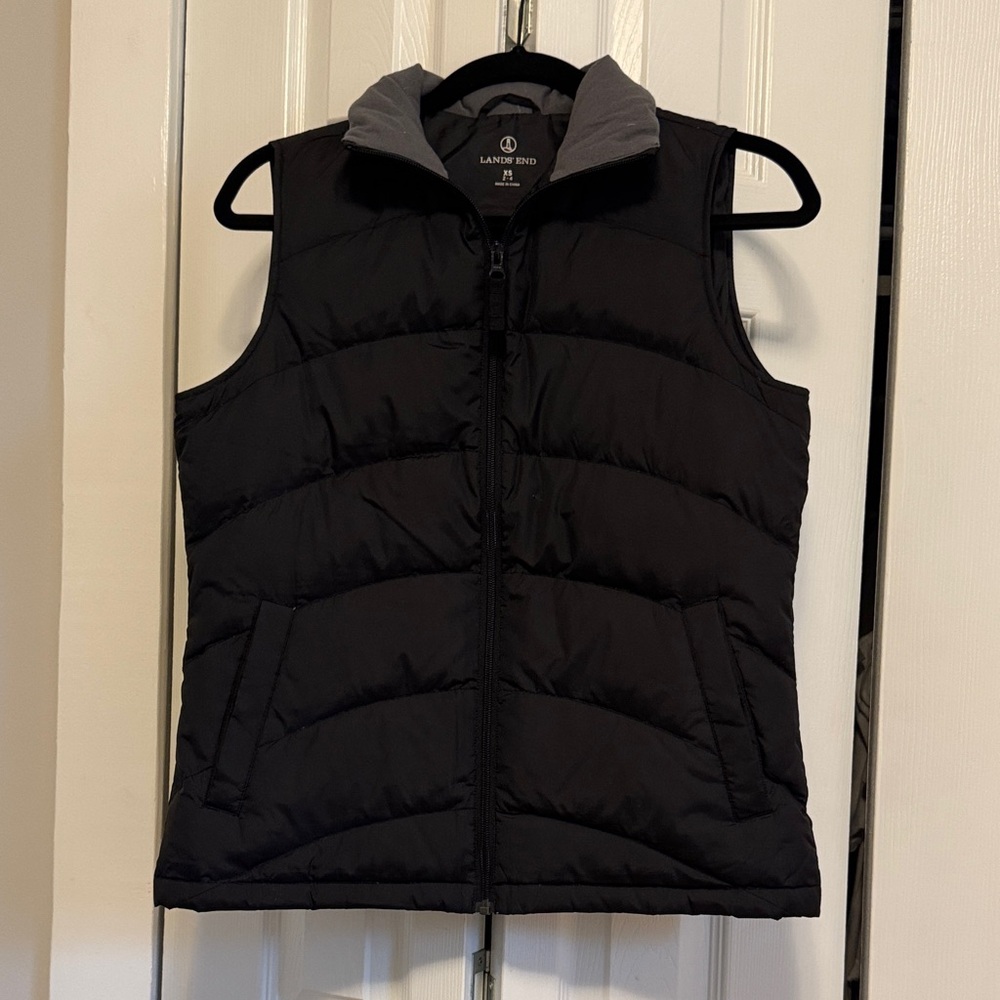 Lands' End Black and Gray Puffer Vest